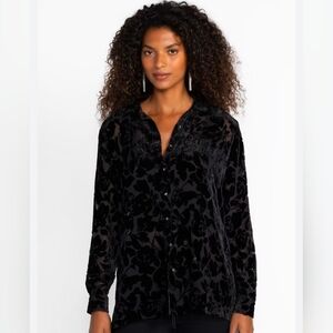 Express Y2K Silk Blend Leaf Print Blouse Size Medium